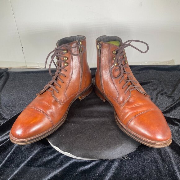 Vintage Steve Madden Men\'s 8.5 , Brown Leather Lace Up Boot with inside zippers main image 6